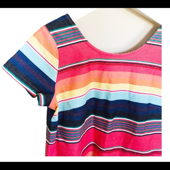 NWT UNCLE FRANK (Anthro) Weekend Stripe Cotton Dress With Fringe Trim Red Small - Picture 6 of 13